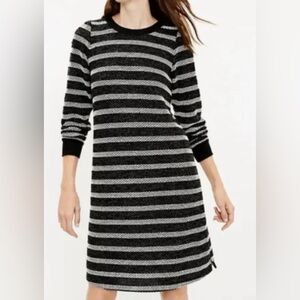 Loft NWT black striped sweater dress, medium